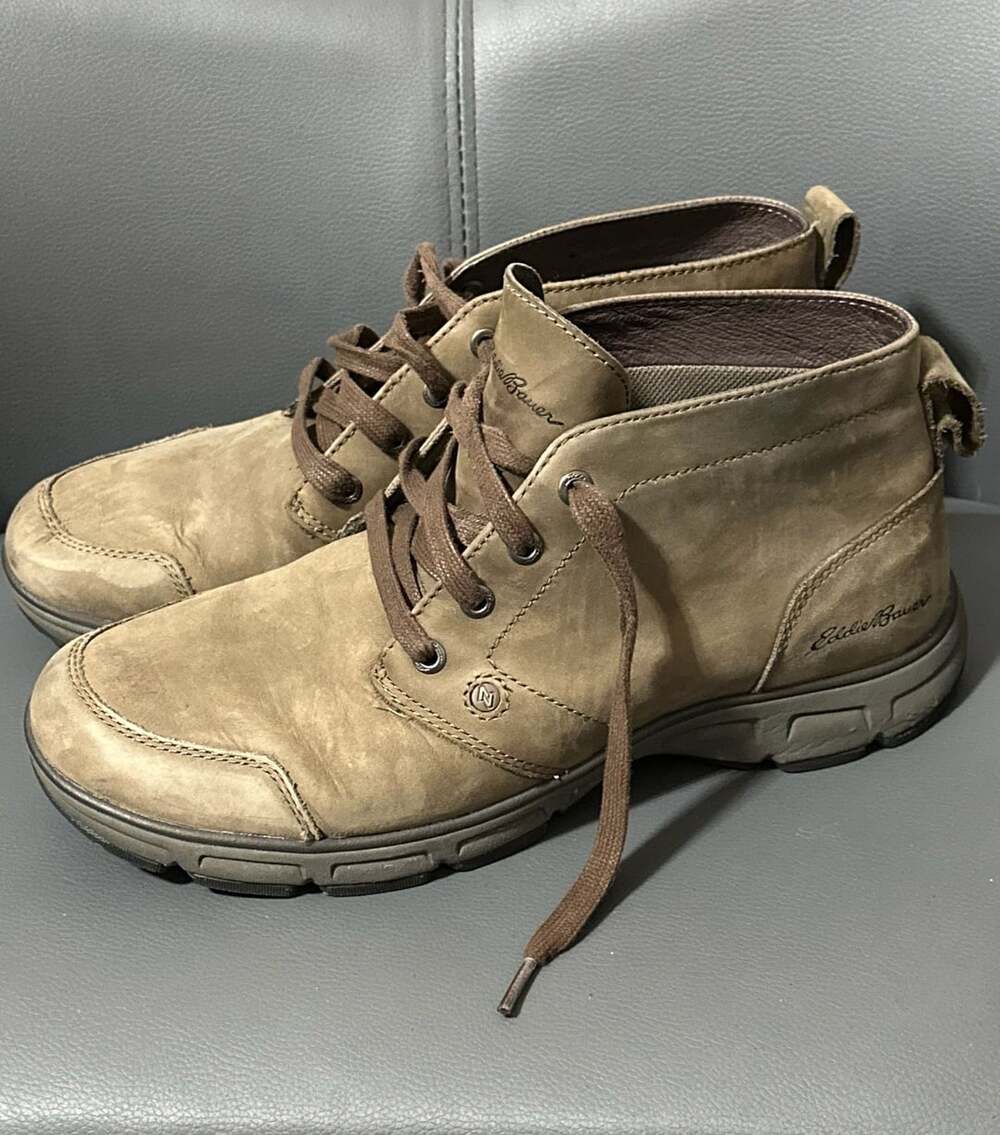 Eddie Bauer Men's Brown Leather Suede Chukka Boots Size 9.5